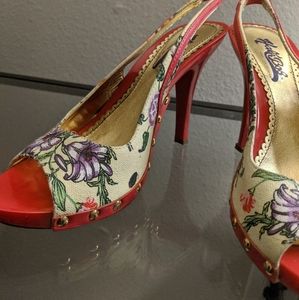 Hale Bob Floral Heels Size 6.5